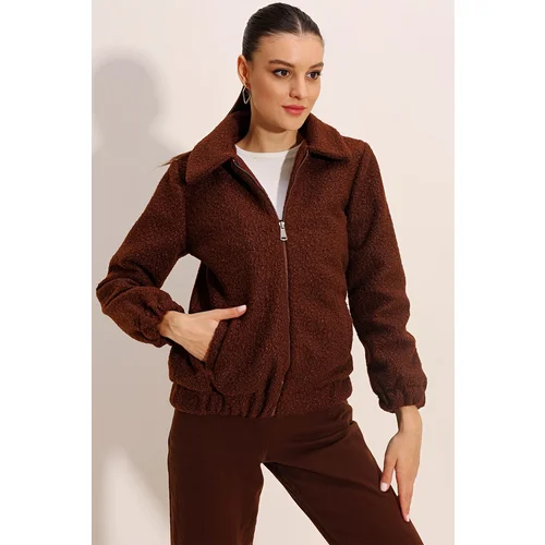 Bigdart 5175 Oversize Boucle Jacket - Brown