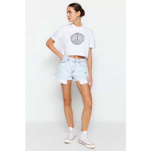 Trendyol Shorts - Blue - High Waist Cijene