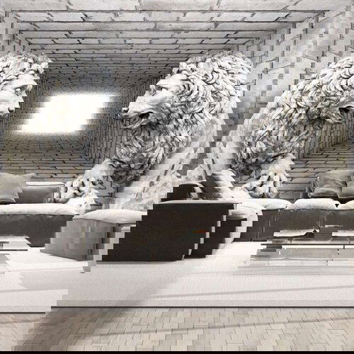  Samoljepljiva foto tapeta - Stone Lions 392x280 Cijene