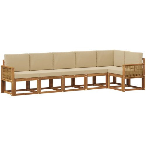 vidaXL Zunanja garnitura za sedenje 6 pcs Naravna in bež Poliester, (5000279815) Cene