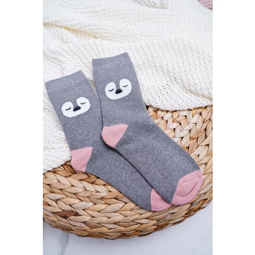 Kesi Women's Socks Warm Grey with Penguin