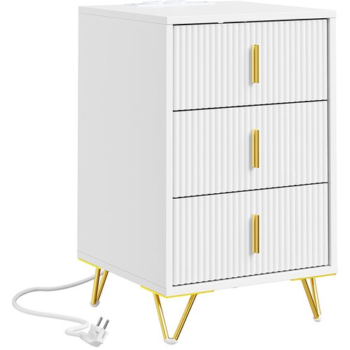 SoBuy Nočna omarica s 3 predali in polnilno postajo Bela 40x36.5x63.5cm FBT115-L-E-W, (5000227569) Cene