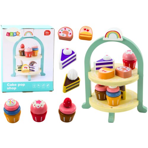 Sweets Set Cakes Cupcakes Wooden Stand Slike