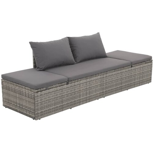 VidaXL Vrtna postelja poli ratan 195x60 cm siva Slike