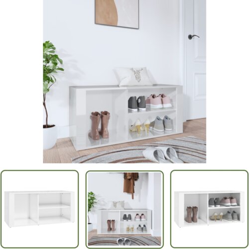 The Living Store Omarica za čevlje visok sijaj bela 100x35x45 cm inženirski les - Omarica Za Čevlje, (21744496) Cene