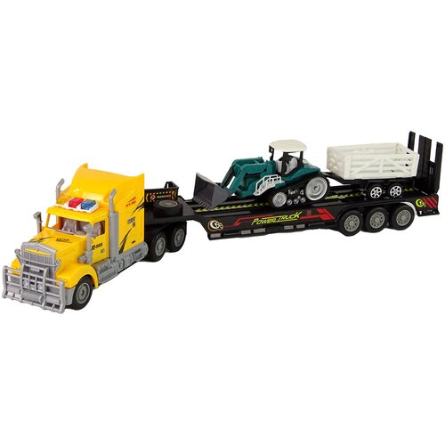 Lean Toys Tovornjak z vlečnim vozilom R/C stroj na daljinsko upravljanje s prikolico Rumena Slike
