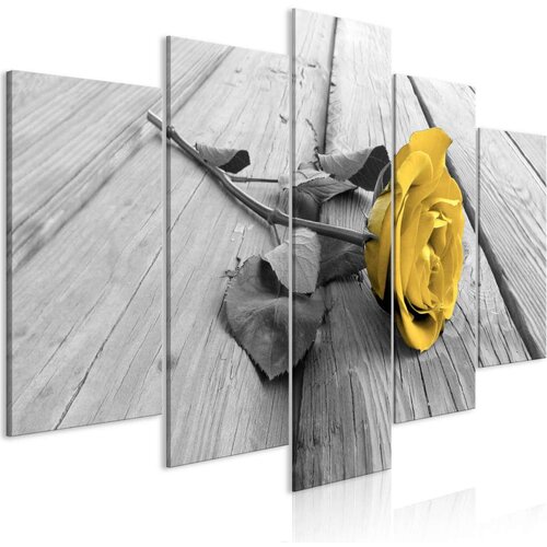 Slika - Rose on Wood (5 Parts) Wide Yellow 100x50 Slike