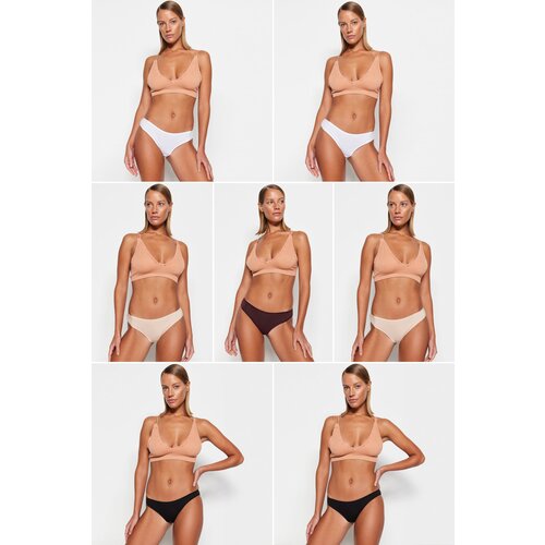 Trendyol 7-Pack Multi Color Cotton Brazilian Knitted Briefs Slike