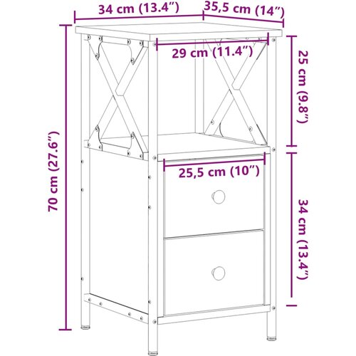 VidaXL Noćni ormarići 2 kom Staro drvo 34x35 5x70 cm Konstruirano drvo Slike