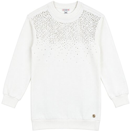 Guess Kratke obleke BRUSHED FLEECE LS DRESS Bela Slike