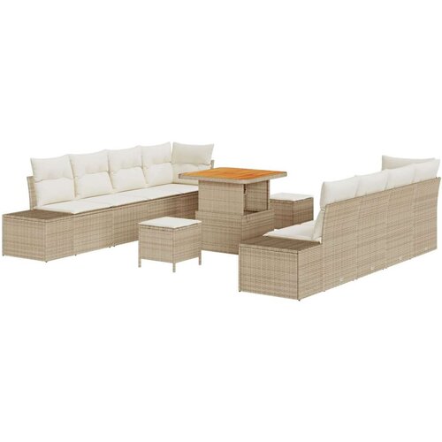  Set od 11 komada vrtnog kauča s jastučićima bež poli ratan akacija  Kauč za dvoje u vrtu s jastučićima bež poli ratan  Set od 3 Cijene