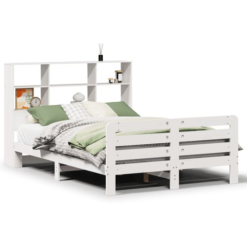 Maison Chic Posteljni okvir - Dvoposteljna postelja - Zakonska postelja brez vzmetnice bel 140x200 cm trdna borovina-J11490, (21759414) Cene