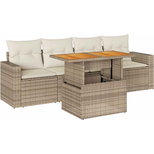 vidaXL 5-dijelni vrtni set sofa s jastucima bež od poliratana Cijene