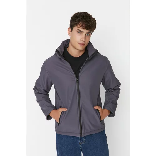 Trendyol Men's Gray Regular Fit Outdoor Jacket with Detachable Hood