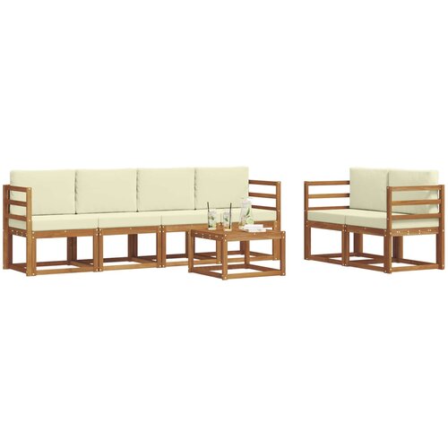  Set vanjskih sofa s jastukom 7 pcs Prirodna i krem Slike