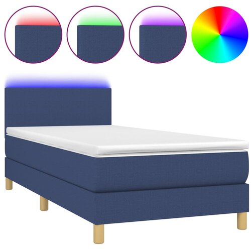 Maison Chic Box spring postelja - Vzmetna postelja z vzmetnico LED modra 90x200 cm blago SL9228, (21904952) Slike