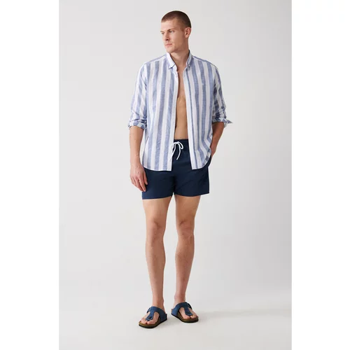 Avva Men's Indigo Quick Dry Printed Standard Swimwear Marine Shorts