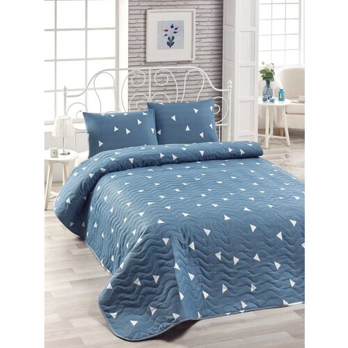  Üçgen - blue bluewhite king quilted bedspread set (fr) Cene