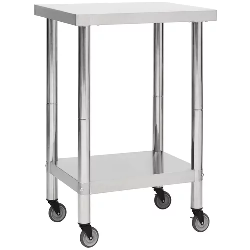 Kuhinjski radni stol s kotačima 60x60x85 cm nehrđajući čelik