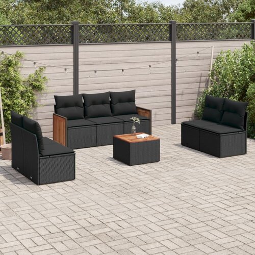 vidaXL 8-dijelni set vrtnih sofa od poliratana s jastucima crni Cijene
