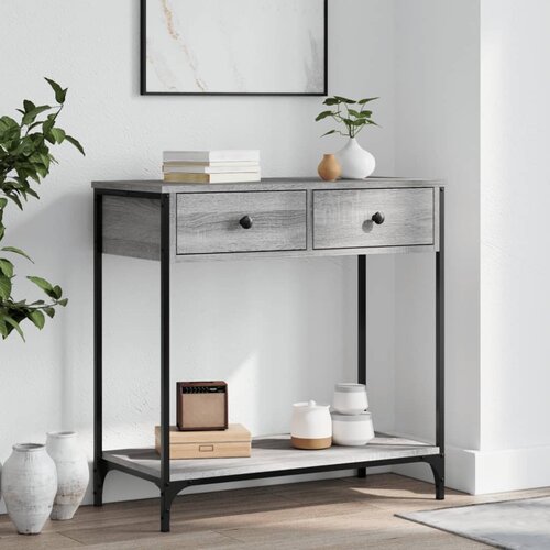 vidaXL Konzolna mizica siva sonoma 75x34,5x75 cm inženirski les Cene