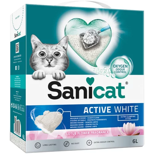 Sanicat Active White Lotus Flower pesek za mačke - Varčno pakiranje: 2 x 6 l