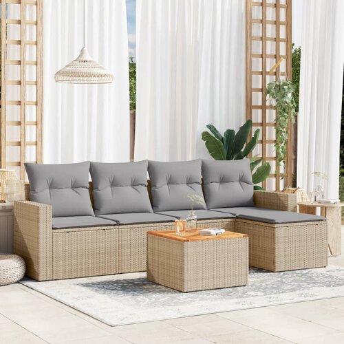 vidaXL 6-dijelni set vrtnih sofa s jastucima bež od poliratana Cijene
