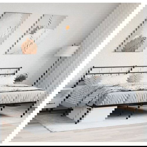VidaXL Metalni okvir za krevet s uzglavljem crni 193x203 cm Slike