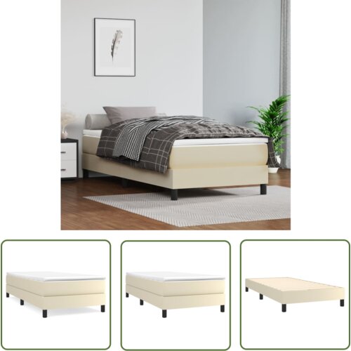 The Living Store Posteljni okvir krem 100x200 cm umetno usnje - Posteljni Okvir, (21737428) Cene