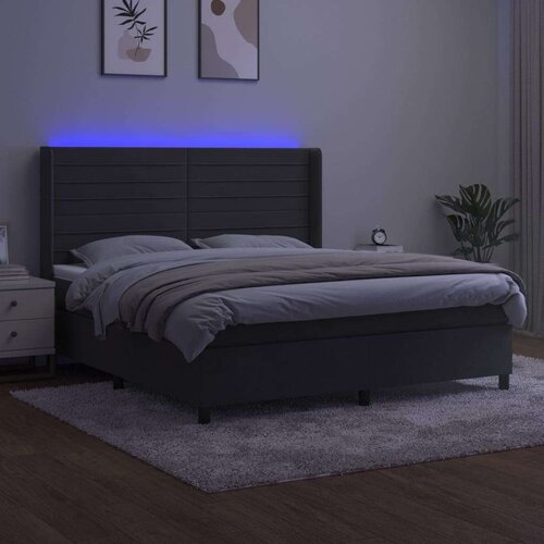  Box spring s madracem LED tamnosivi 180x200 cm bar&amp;scaron;un Slike