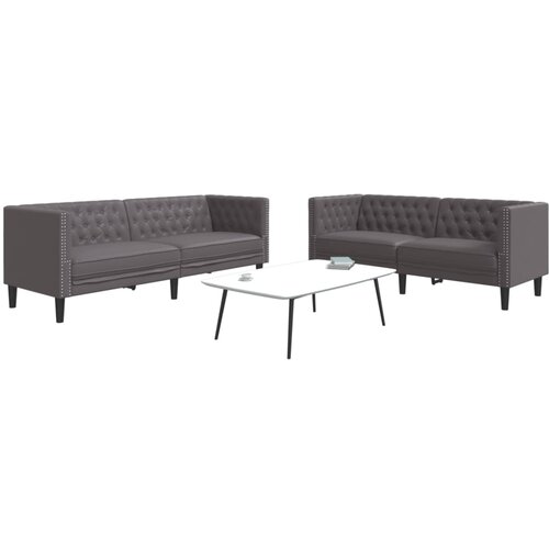 vidaXL Komplet Chesterfield kavčev 2-delna sivo umetno usnje Cene