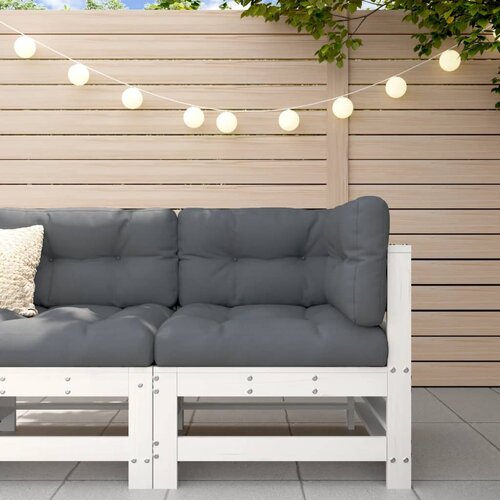 VidaXL Kutna sofa od masivne borovine s jastucima bijela Slike