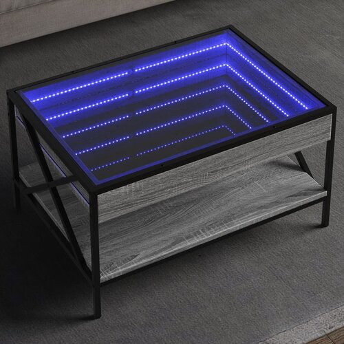 vidaXL Stolić s beskonačnim LED svjetlima boja hrasta 70x50x38 cm Cijene