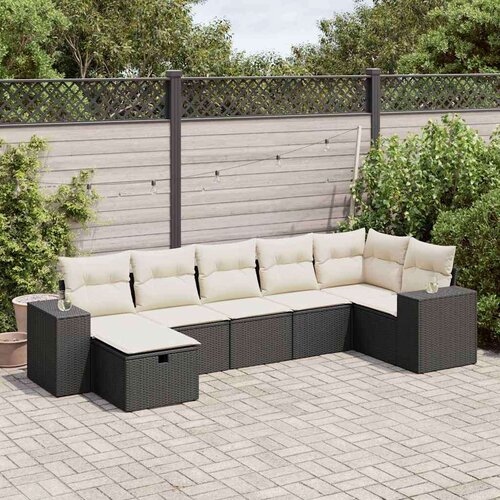 vidaXL 7-dijelni set vrtnih sofa od poliratana s jastucima crni Cijene