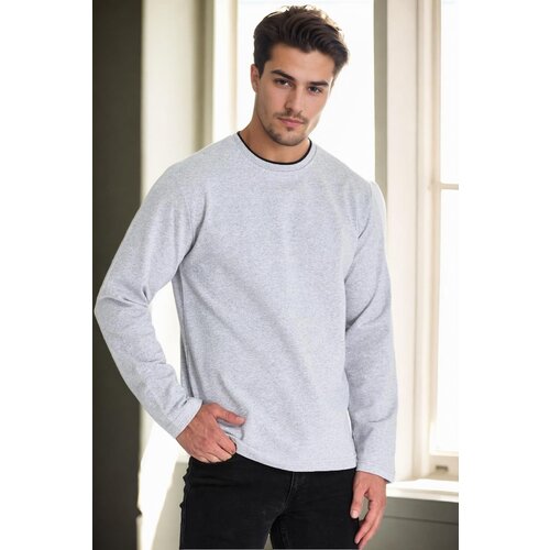 Dewberry 40222 Double Crew Neck Mens Sweatshirt-GREY Cene