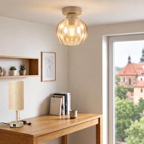 Brilagi LED Plafonsko svetlo R GLASS 1xE27/60W/230V prečnik 18 cm bež/zadimljeno bež Slike