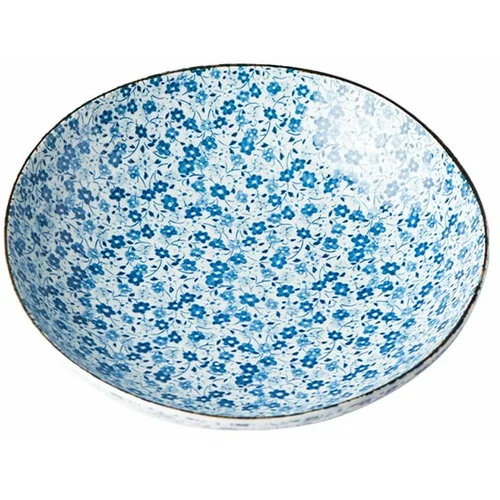 MIJ Modro-bel keramičen globoki krožnik Daisy, ø 21 cm