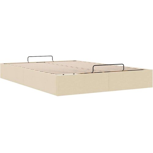 VidaXL otomanski okvir kreveta bez madraca krem 140x200 cm od tkanine Slike