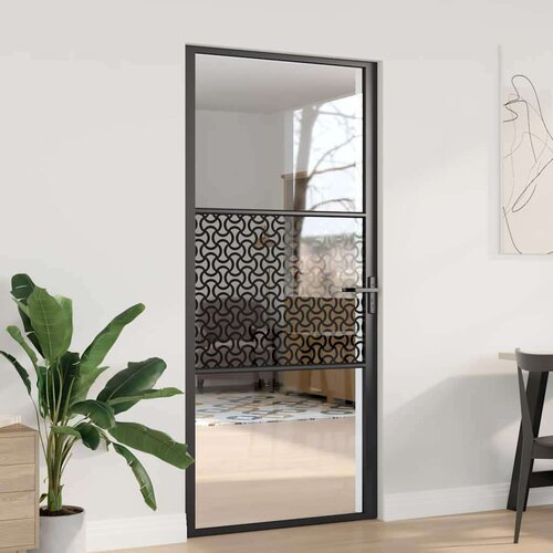  Unutarnja vrata Crna 93 x 201.5 cm Kaljeno staklo aluminij Slike