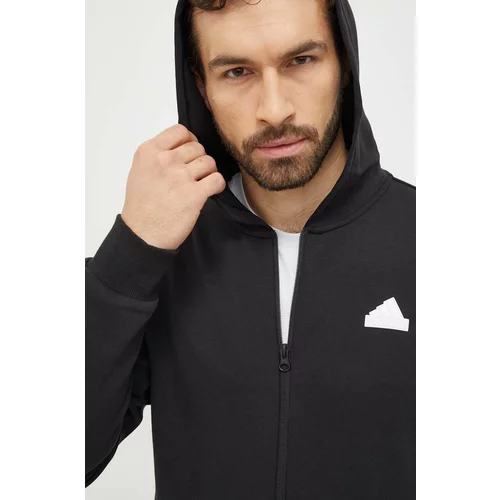 Adidas Pulover moška, črna barva, s kapuco