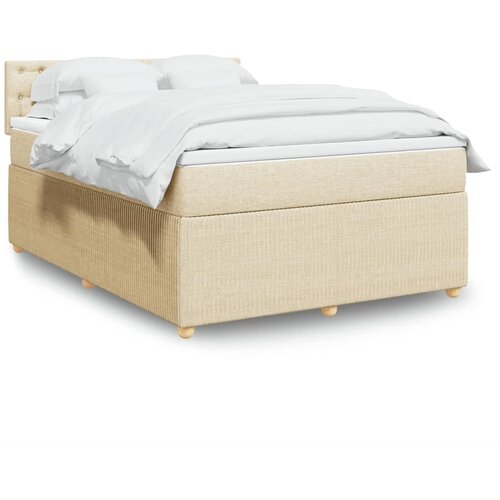 vidaXL Box spring postelja z vzmetnico krem 140x190 cm blago Cene