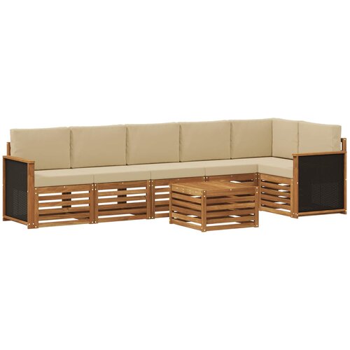 vidaXL Kotna sedežna garnitura z blazino 6 pcs Naravna, (5000283690) Cene