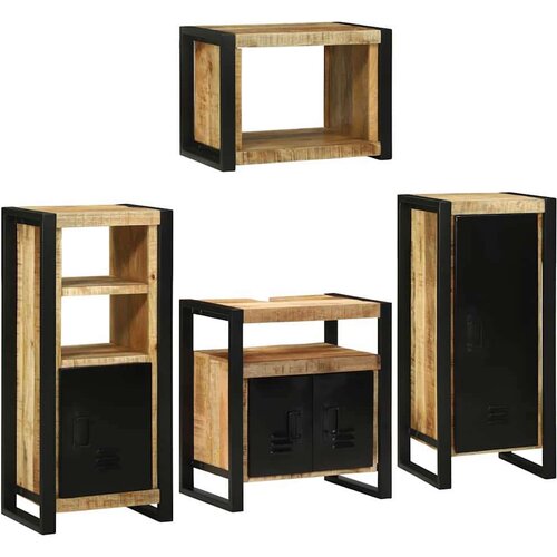 vidaXL Set namještaja za kupaonicu Zidne 4 pcs Smeđa Čvrsto drvo manga Cijene