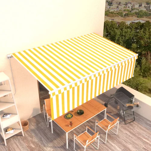 vidaXL Ročno zložljiva tenda s senčilom 5x3 m rumena in bela