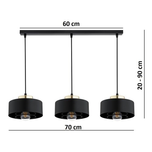  Brilagi - Visilica na sajli 3xE27/60W/230V crna/zlatna Slike