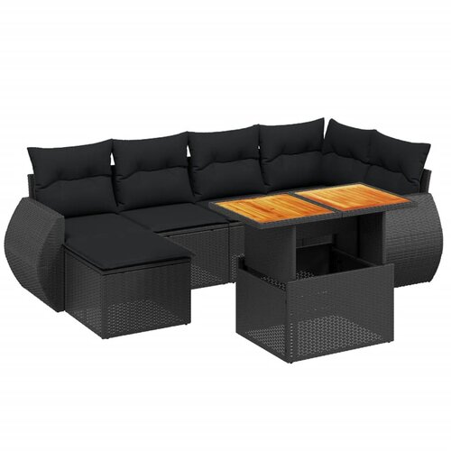 Maison Chic Seti vrtnega pohištva - Vrtna garnitura - Vrtni pohištvo set 7-delna z blazinami črn poli ratan, (21801356) Cene