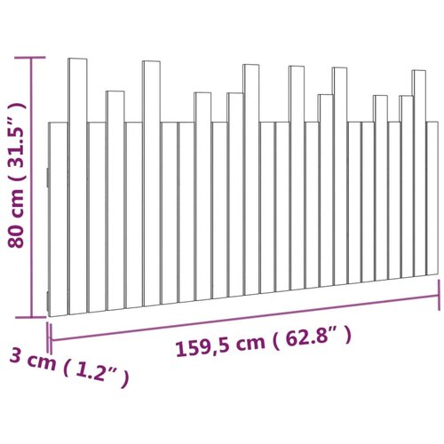  Zidno uzglavlje bijelo 159,5x3x80 cm od masivne borovine Slike