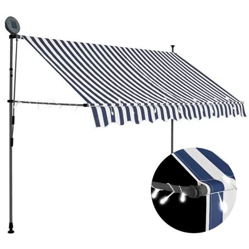  Ročno zložljiva tenda z LED lučmi 250 cm modra in bela