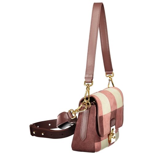 Coccinelle C-Me Lock ženska kožna torba s karo uzorkom 24x12x6 cm roza Slike