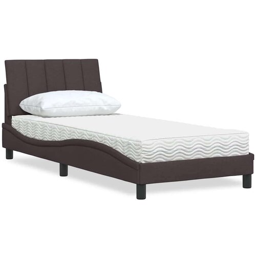 VidaXL Postelja z vzmetnico temno rjava 90x190 cm blago Slike